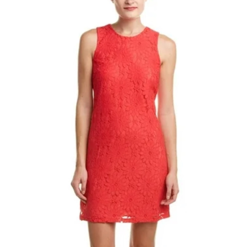 NWT CeCe Arlington Floral Lace Crimson Berry Shift Dress